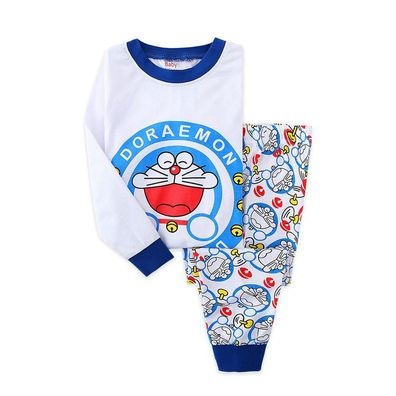 Mädchen Doraemon Langer Pyjamaset Kinder Baselayer Cartoon Cotton Sleepwear
