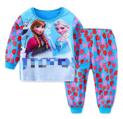 Frozen Elsa Anna Langer Pyjamaset Kinder Baselayer Cotton Sleepwear für 2-7 Jahre