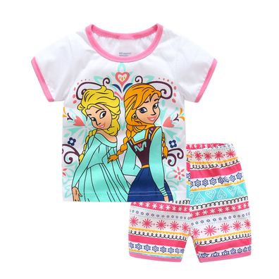 Frozen Elsa Anna Kurzarm Pyjamaset Mädchen Cotton Sleepwear für 2-7 Jahre