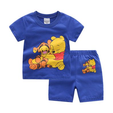 2er Set Pooh Bear Tigger Kurzarm Pyjamas Jung Cotton Nachtwäsche Cartoon Loungewear