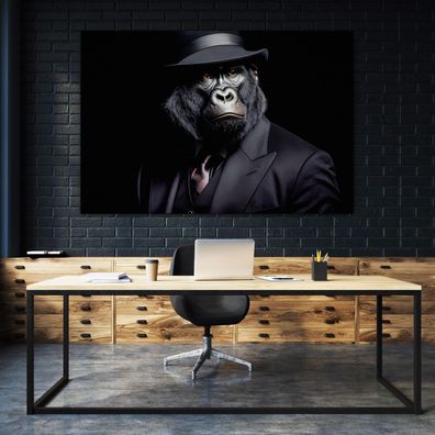Abstrakt Wandbild Leinwandbild Gorilla Mafia Affen Tier Poster, Acrylglas Aluminium