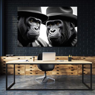 Wandbild Leinwandbild Abstrakt Gorilla Mafia Affen Tier Acrylglas Aluminium , Poster