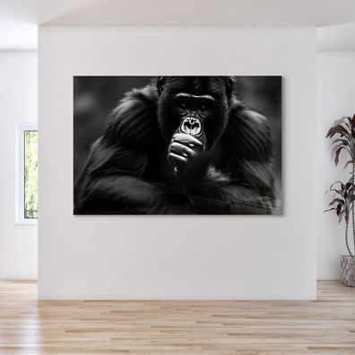 Gorilla Leinwandbild Affen Wandbild Tier Poster , Acrylglas + Aluminium