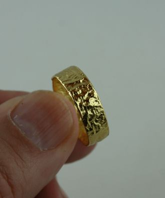 Sterling Silber Band Ring vergoldet 18 Karat Größe 59