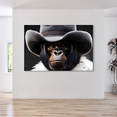 Gorilla Leinwandbild Mafia Affen Wandbild Tier Poster , Acrylglas Premium