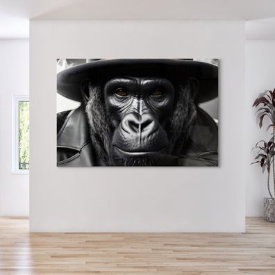 Premium Gorilla Leinwandbild Mafia Affen Wandbild Tier Poster , Acrylglas