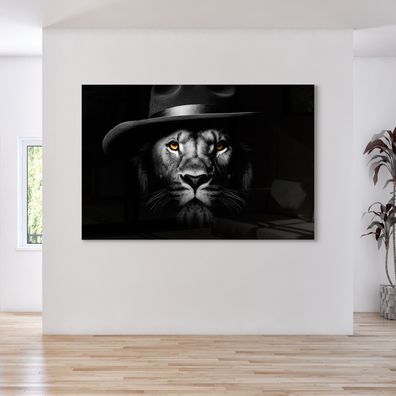 Leinwandbild Mafia Löwe Lion Wandbild Tier Poster , Acrylglas + Aluminium Premium