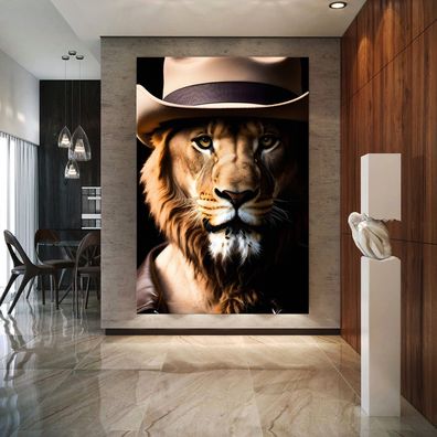 Leinwandbild Mafia Lion Löwe Wandbild Tier Poster , Acrylglas + Aluminium