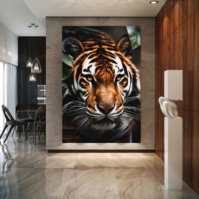 Tiger Leinwandbild Wandbild Tier Poster, Acrylglas Aluminium Premium