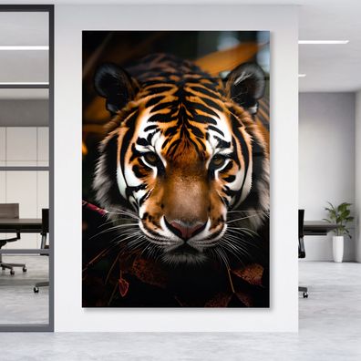 Tiger Leinwandbild Wandbild Tier Poster, Acrylglas + Aluminium Premium