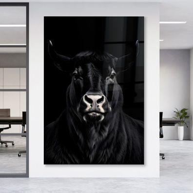 Premium Leinwandbild Stier Bull face Wandbild Tier Poster , Acrylglas + Aluminium
