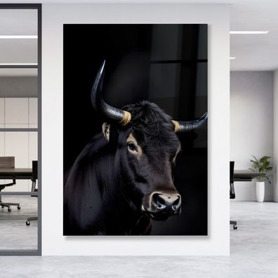 Leinwandbild Stier Bull face Wandbild Tier Poster , Acrylglas + Aluminium Premium
