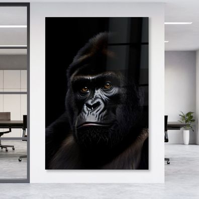 Elegant gekleideter Gorilla Leinwandbild Wandbild Tier Poster , Acrylglas + Aluminium