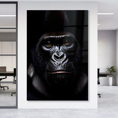 Gekleideter Gorilla Elegant Leinwandbild Wandbild Tier Acrylglas + Aluminium , poster