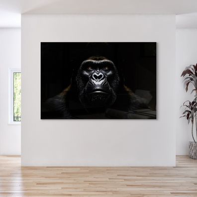 Tier Elegant Gorilla Gekleideter Leinwandbild Wandbild Acrylglas + Aluminium , poster
