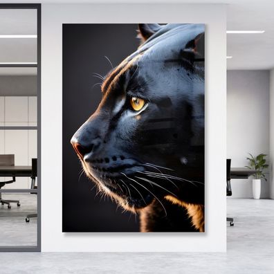 Tier schwarzer Panther Leinwandbild Wandbild Premium Poster , Acrylglas + Aluminium