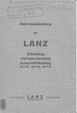 Betriebsanleitung CD-Rom für 20PS & 30/38PS Lanz Ackerluft- & EIL Bulldog