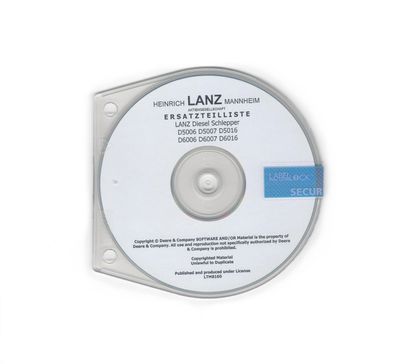Ersatzteilliste CD-Rom für Lanz Bulldog D5006 D5016 D5007 Ausgabe 1958