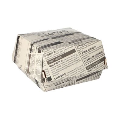 Papstar Burgerboxen Pappe Newsprint mit Klappdeckel Höhe 7cm 50 Stück