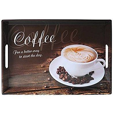 Serviertablett COFFEE aus Melamin 50x35cm weiß rechteckig Kesper