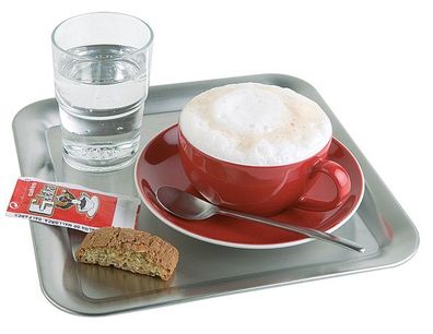 Assheuer und Pott Kaffeehause Serviertablett aus Edelstahl Silber