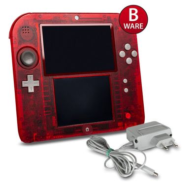 Nintendo 2DS Konsole in Transparent Rot mit Ladekabel #26B