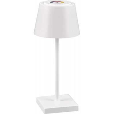 Akku Aussen Tischleuchte in Weiß LED Sanchez Lampe mit USB Anschluss Farbwechs...