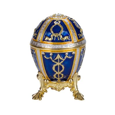 Fabergé-Ei Rosenknospen/ Schmuckkästchen 6 cm blau