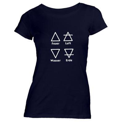 Damen T-Shirt Astrologische Symbole der Elemente
