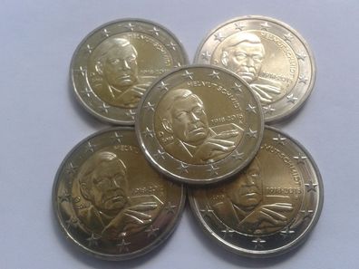 5 x 2 euro 2018 ADFGJ Deutschland Helmut Schmidt bankfrisch