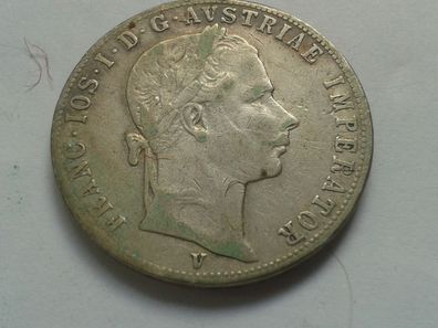 Original 1 Gulden 1858 V Venedig Österreich Kaiser Franz Joseph I. Silber