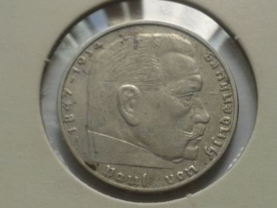 2 Reichsmark 1938 A Drittes Reich Paul von Hindenburg Swastika HK Silbermünze