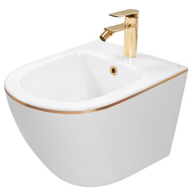 Rea Wandhängendes Bidet Carlo Mini White Gold Edge