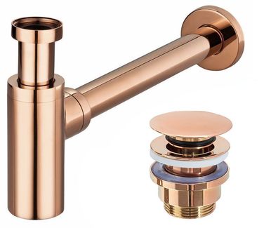 Rea Waschbeckensiphon Mit Stöpsel Klick-Klack Rose Gold