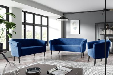 Couchgarnitur 3 + 2 + 1 Sitzer Grau Grün Braun Wohnlandschaft 1x Sessel 2x Sofa SAMT