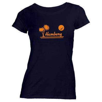 Damen T-Shirt Hamburg Palmen