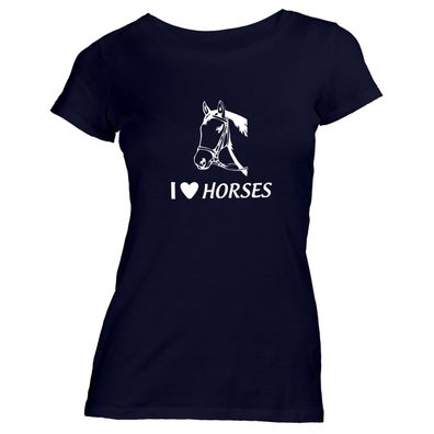 Damen T-Shirt I love horses