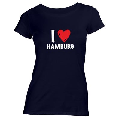 Damen T-Shirt I love Hamburg