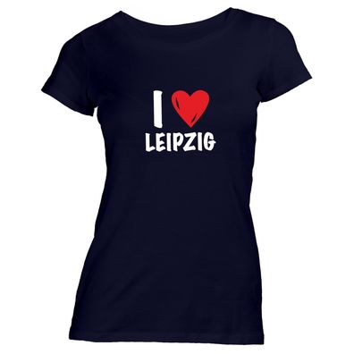 Damen T-Shirt I love Leipzig