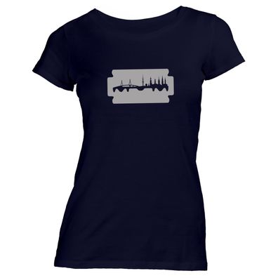 Damen T-Shirt Hamburg Skyline Rasierklinge