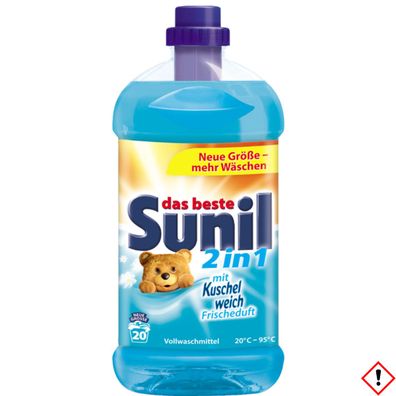 Sunil 2in1 flüssig Vollwaschmittel mit Kuschelweich Duft 20WL 1320ml