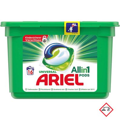 Ariel Vollwaschmittel All in One Pods Universal für 16 Waschladungen