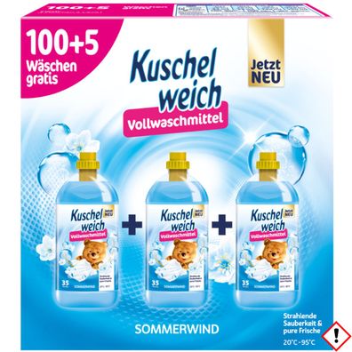 Kuschelweich Vollwaschmittel flüssig Sommerwind Duft XXL 105WL 5775ml