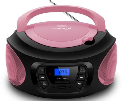 Cyberlux Tragbarer CD-Player Kinder Radio CD-Radio Stereoanlage Boombox pink
