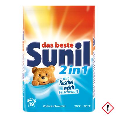 Sunil das beste 2in1 Waschpulver mit Kuschelweich Duft 19WL 1216ml