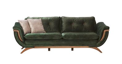 Grüner Designer Polstersofa 3-Sitzer Wohnzimmer Dreisitzer Textil Couch Sofa