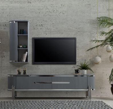 TV Ständer RTV Lowboard Regale Sideboard Tisch Modern Grau Luxus Neu