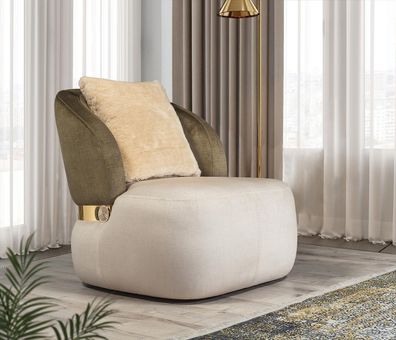 Moderner Weiß Lounge Sessel Designer Möbel Fernseh Textil Sitz Neu