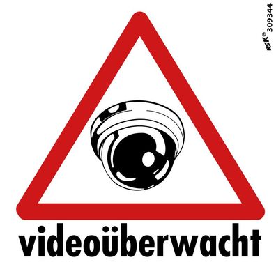 Hinweisschild Schild - Videoüberwacht - Gr. ca. 7 cm x 7 cm - 309344
