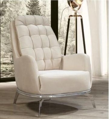 Weißer Moderner Sessel Lounge Möbel Designer Lehnsofa Polster Neu Sitz